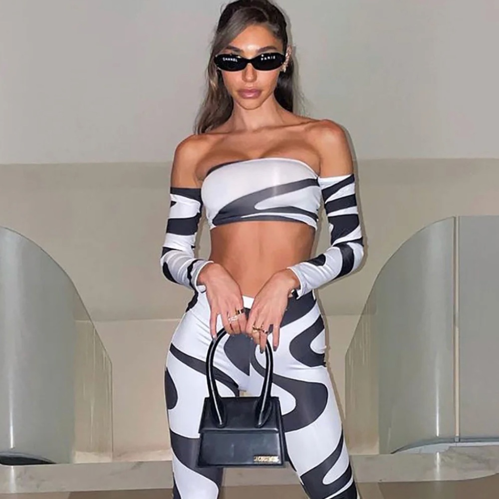 Fashion Nova Two-Piece Abstract Set (Top + Pants)